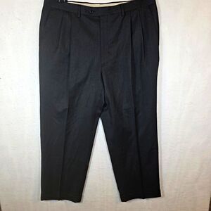 Pazoni 100% Virgin Wool Pleated Dress Pants Gray 40W Straight Cuffed Italy